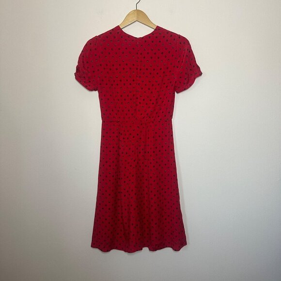 Jigsaw African Spot Tea Midi Dress Red Womens Size 2 UK 6 Office Boho Work Red - Picture 9 of 9